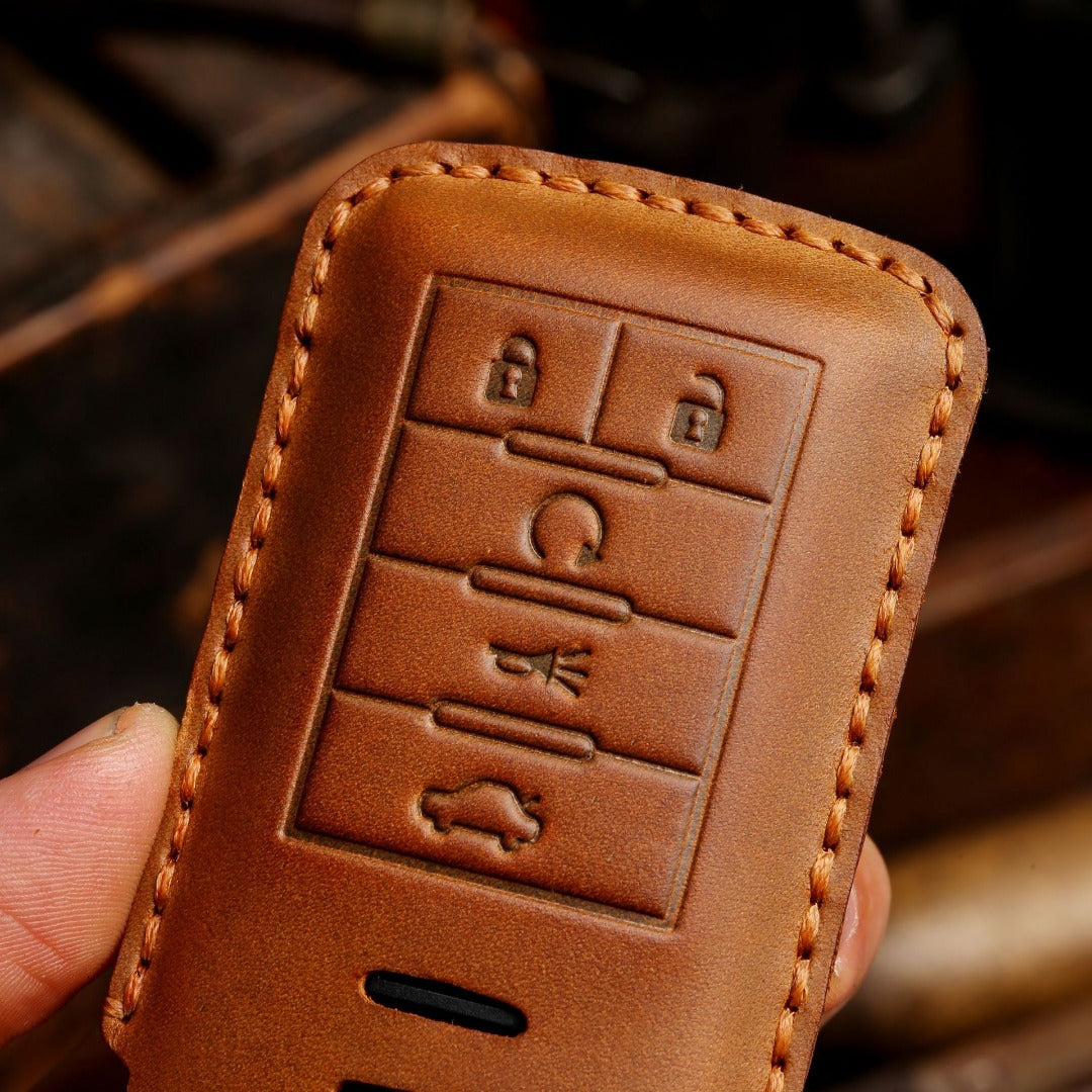 Étui en cuir pour clé de voiture Cadillac à 4 ou 5 boutons