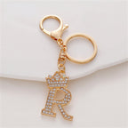 Carsine Rhinestone 26 Letters Car Keychain R