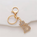 Carsine Rhinestone 26 Letters Car Keychain B