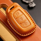 Étui de clé de voiture en cuir Hyundai à 4 boutons