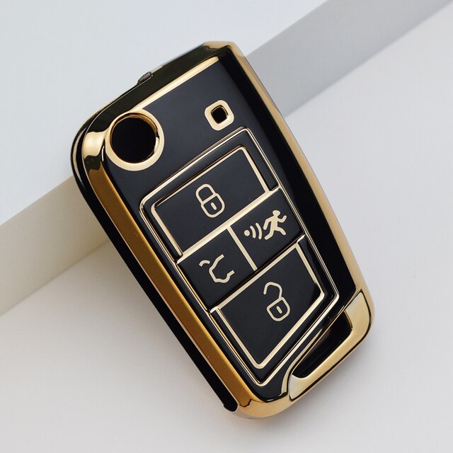 Carsine Volkswagen Car Key Case Golden Edge Black / Key case