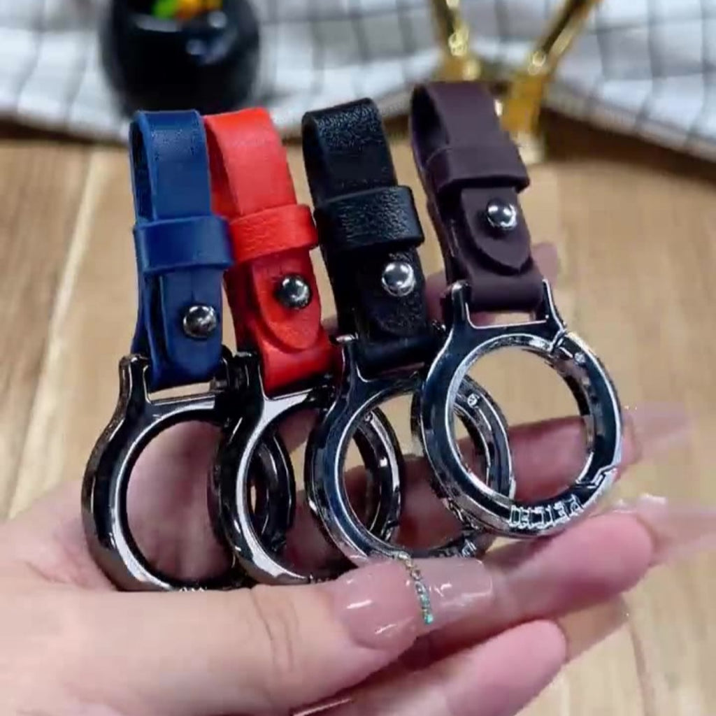 Porte-clés en cuir de vachette pleine fleur et alliage de zinc