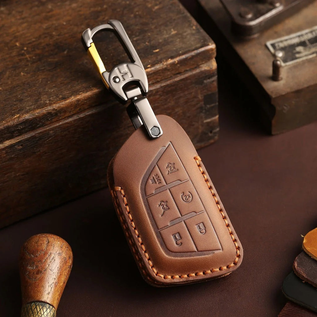 Cadillac Leather Key Cover - Premium Protector for All Models