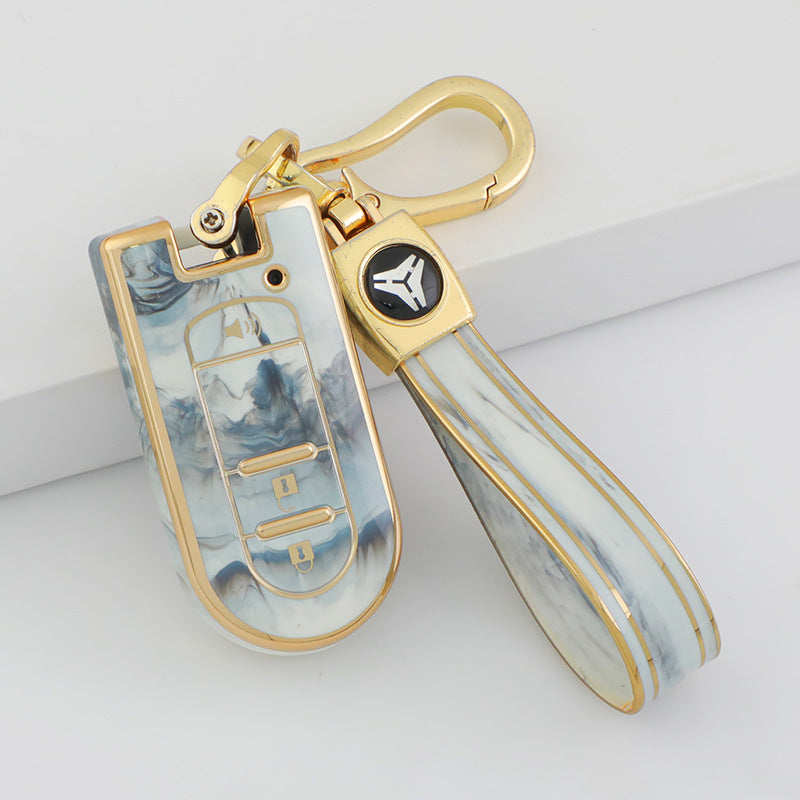 Carsine Toyota Car Key Case Gold Inlaid With Jade Grey / Key case + strap