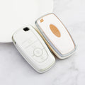Carsine Ford Mustang Car Key Cover Silver Edge White / Key case