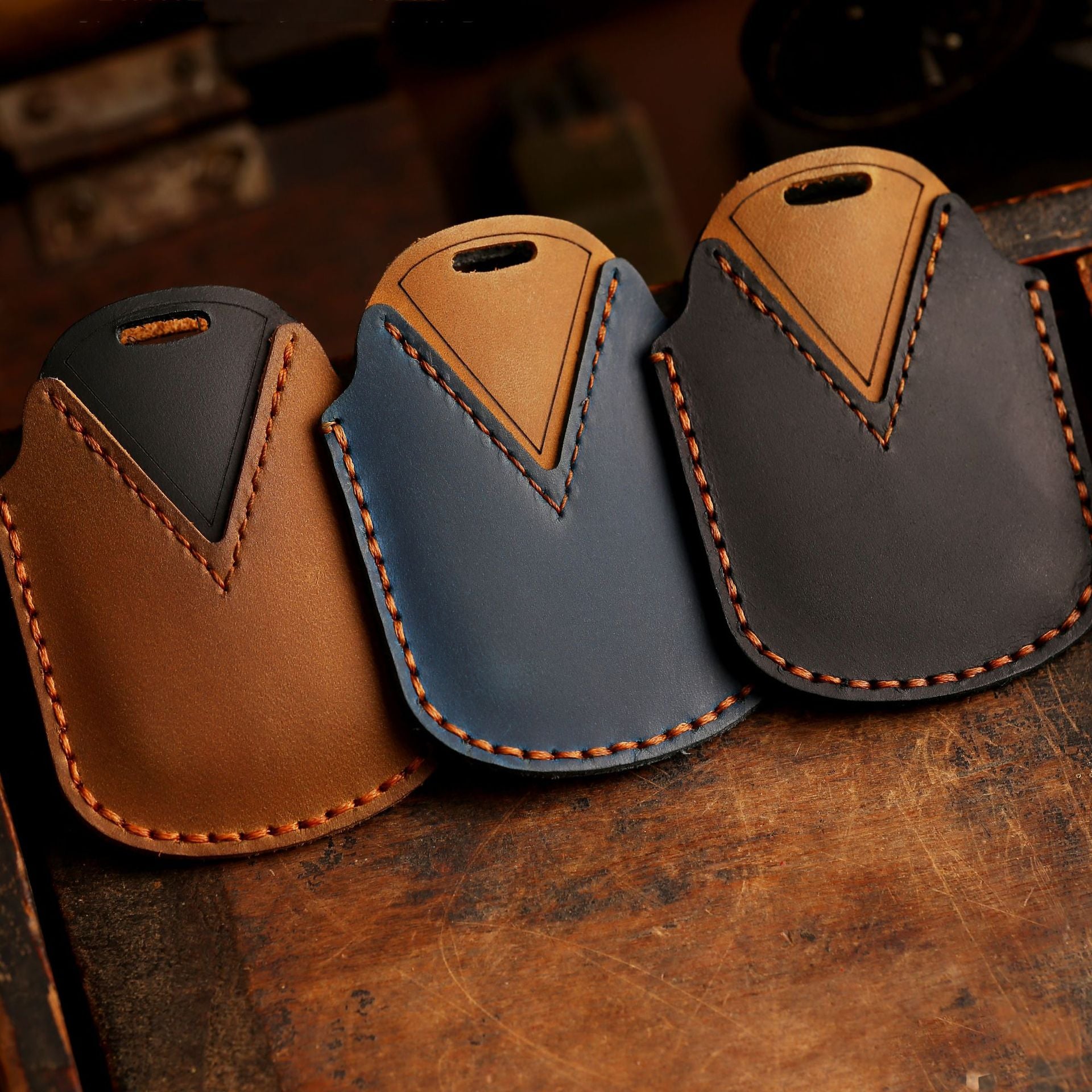 Toyota Crown Autoschlüsselhülle aus Leder mit 3 Tasten