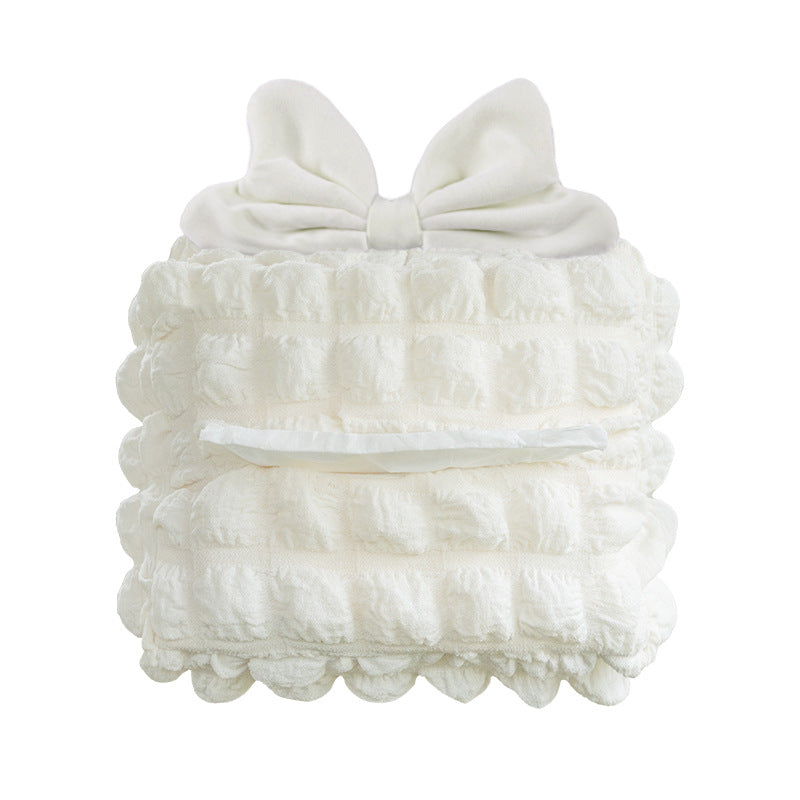Carsine Puff Car Tissue Box white bow