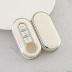 Carsine Fiat Car Key Cover Silver Edge White / Key case