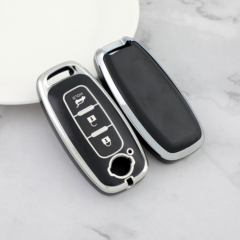 Carsine Nissan Car Key Cover Silver Edge Black / Key case