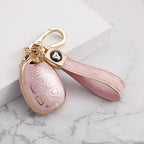 Carsine GMC Car Key Case Gold Inlaid With Jade Pink / Key case + strap
