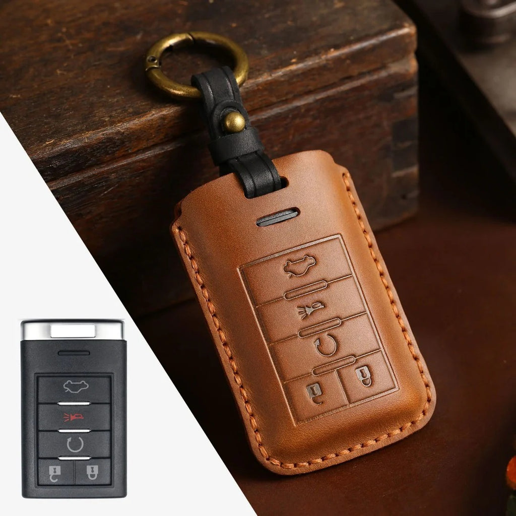 Cadillac Leather Key Cover - Premium Protector for All Models