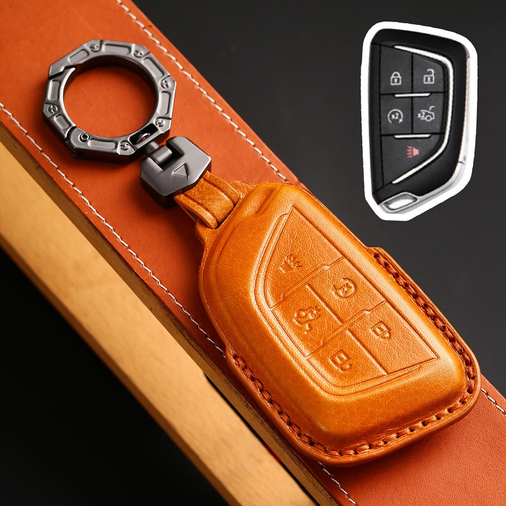 Cadillac Leather Key Cover - Premium Protector for All Models