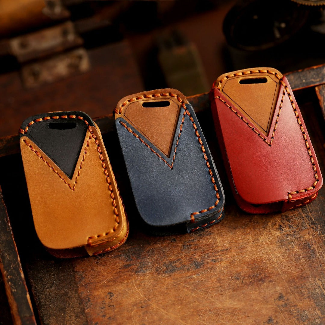 Étui de clé de voiture pliable en cuir Volkswagen Magotan Lavida à 3 boutons