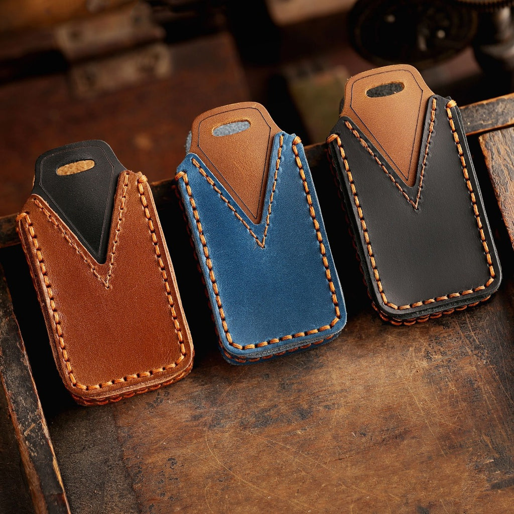 Mitsubishi Autoschlüsselhülle aus Leder mit 3 Tasten