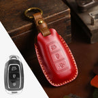 Carsine Hyundai IX25 Festa IX35 Leather Car Key Cover 3 Button Red / 3 Button
