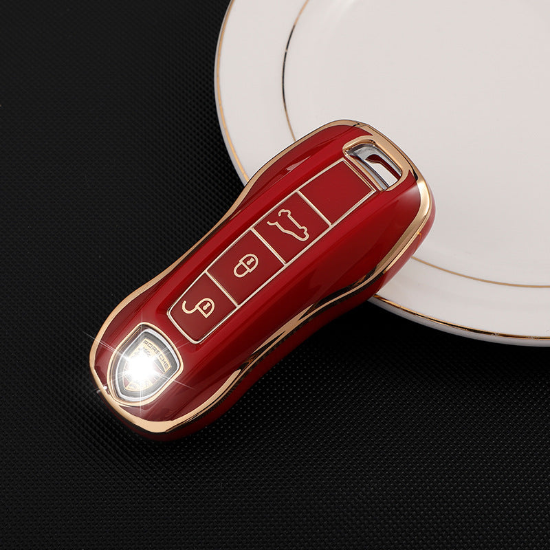 Carsine Porsche Car Key Case Golden Edge Red / Key case