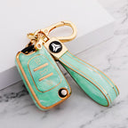 Carsine Hyundai Car Key Case Gold Inlaid With Jade Green / Key case + strap