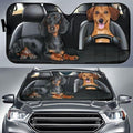 Carsine Pitbull Dog Family Car Sunshade Yellow