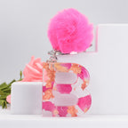 Carsine Pink Pompom 26 Alphabets Keychain B