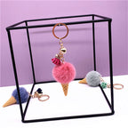 Carsine Ice Cream Plush Ball Keychain Red