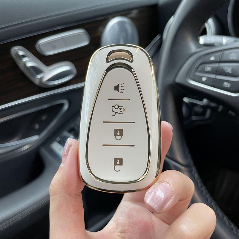Carsine Chevrolet Car Key Case Golden Edge White / Key case